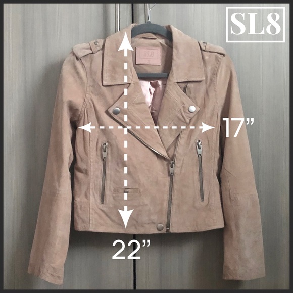 Blush Suede Leather Moto Biker Jacket - Picture 7 of 8